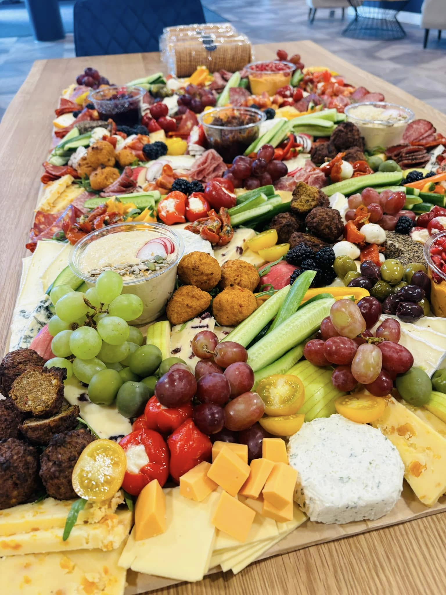 A generous corporate grazing table